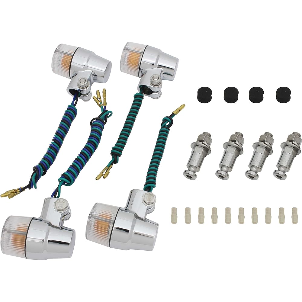 POSH Motorcycle Supplies Super Bike Mini Type Turn Signal Vehicle Specific Set XJR1300('00~'06) ・XJR400/R('95~) Plated Body/Clear Lens 060433-33