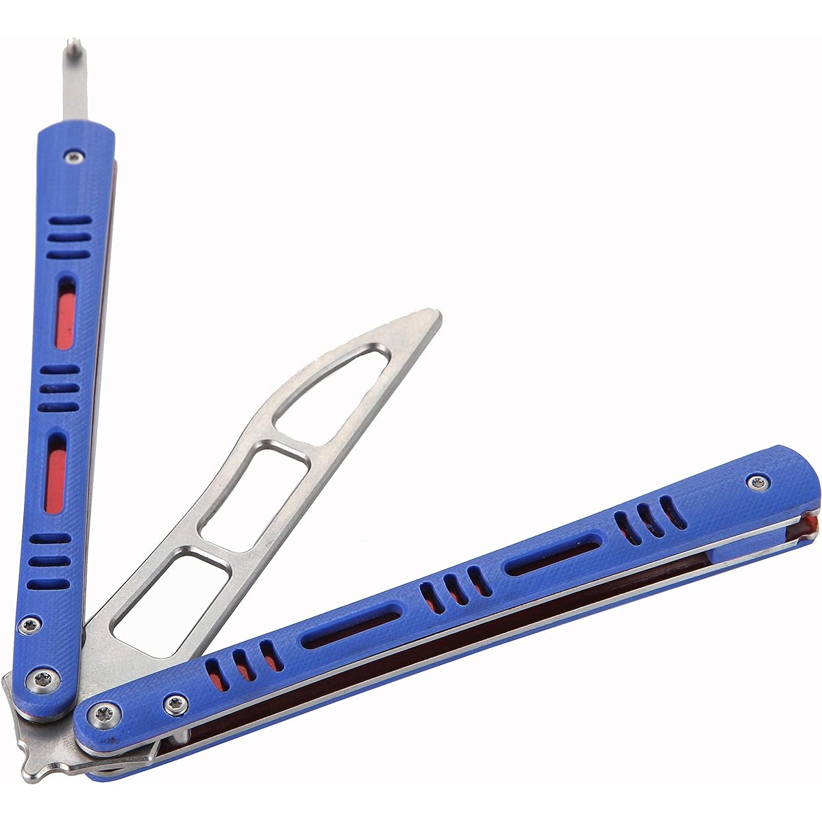 No/Brand Practice Butterfly Knife, No Blade, For Training, No Blade, Foldable Stainless Steel Blade, Blue