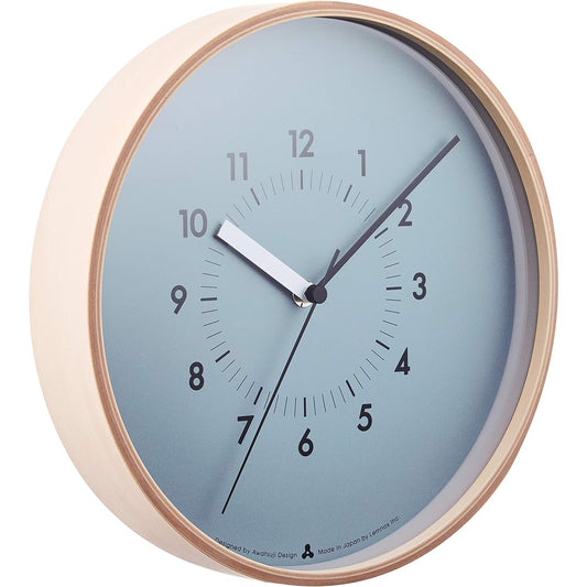 Lemnos Wall Clock Analog Soso General Quartz Clock Natural Wood SOSO Blue AWA13-06 BL Lemnos
