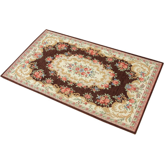 Washable interior mat series Gobelin style chenille mat Bordeaux 90 x 140 cm Brown 5348