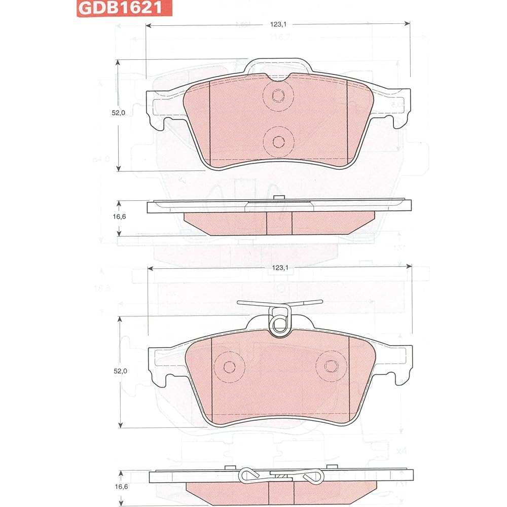 TRW BRAKE PADS REAR LEFT AND RIGHT SET FOR VOLVO V50 gdb1621