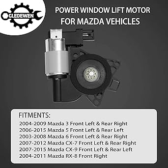 Power Window Lift Motor | Mazda 3, Mazda 5, Mazda 6, Mazda CX-7, Mazda RX-8, Mazda RX-8 | Exchange # GJ6A5958XF, G22C5958XC, D6515958XB