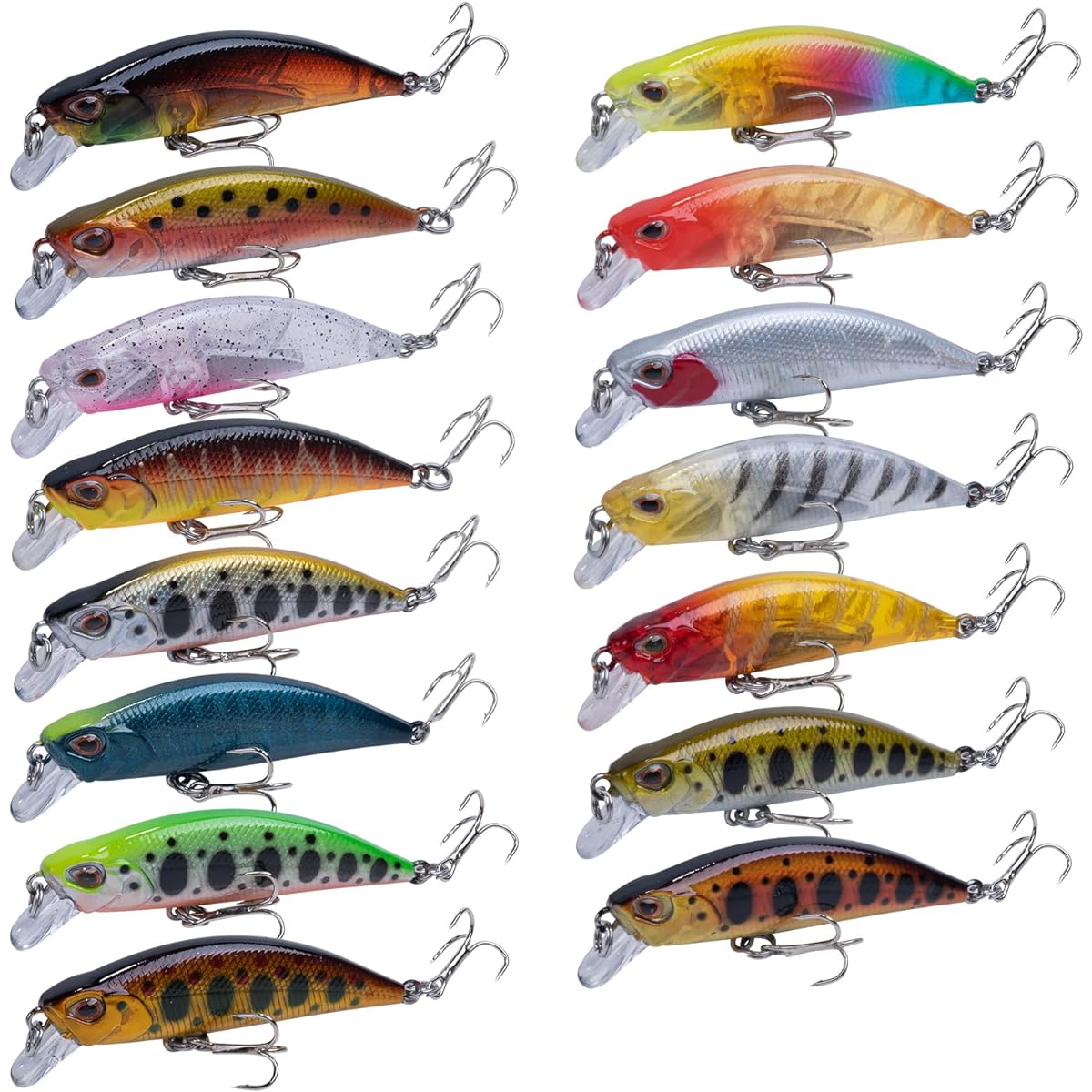 Goture Minnow Lure Set, Mountain Stream, Gulf Coast, Managed Fishing Area, Pipe Fishing, Small Sinking Minnow, Sea Bass, Trout, Flounder, Bluefish Fishing, Sea Fishing, Surface & Medium Water, 5g/1.5g, 5cm/4cm, Set of 5, Set of 15, Set of 5, 15 Colors, 5