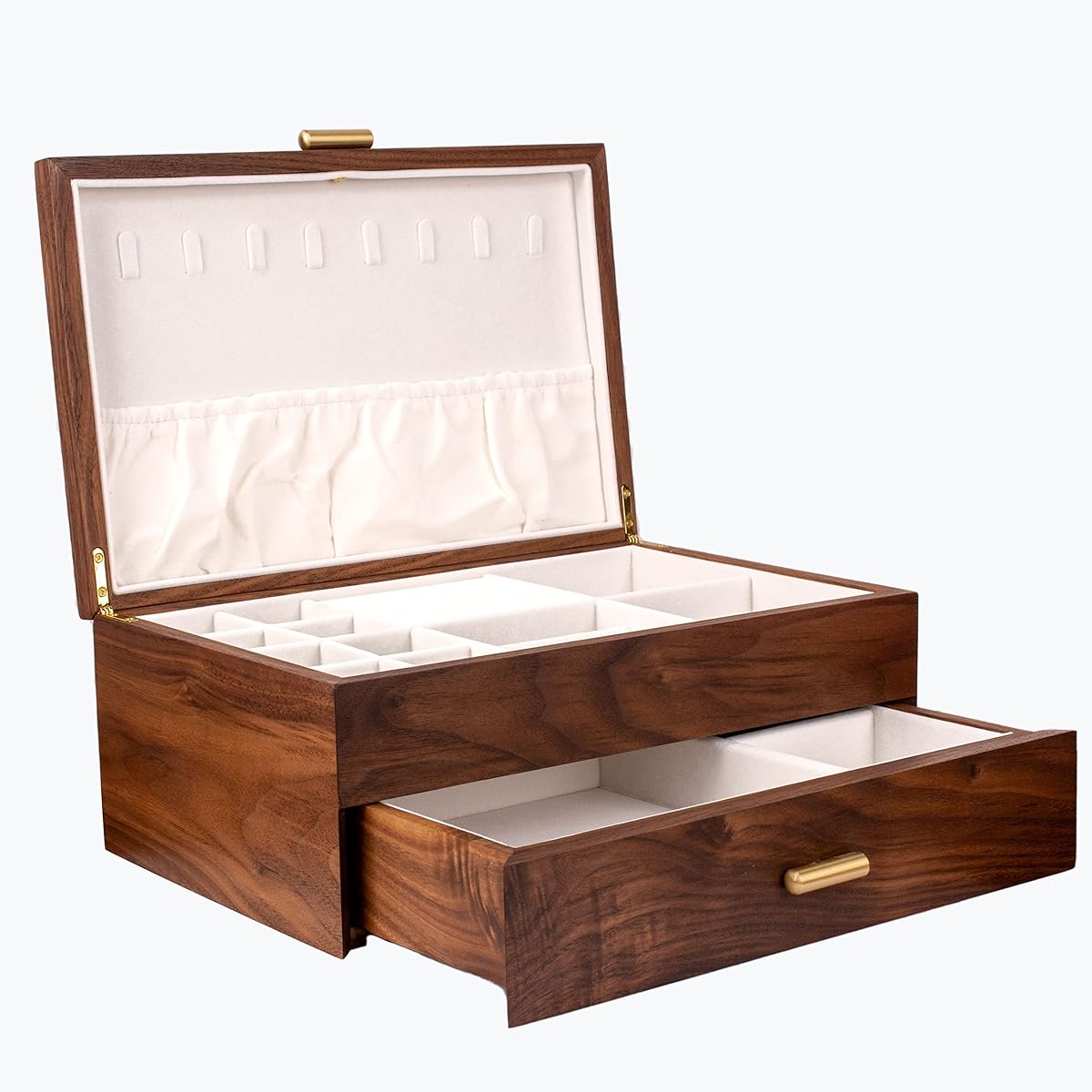 High-end solid wood jewelry storage box ladies retro wooden necklace jewelry bracelet watch display box handmade birthday wedding jewelry box (double layer)