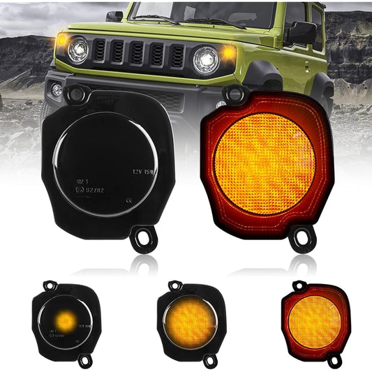 POPMOTORZ New Suzuki Jimny LED Turn Signal Jimny Sierra JB64 JB74 Front Lamp Parts Smoked Turn Signal Lens High Brightness High Flash Prevention Prevention Specially Designed for Side Turn Signals with Resistance Accessory [Set of 2, Available for One Ye