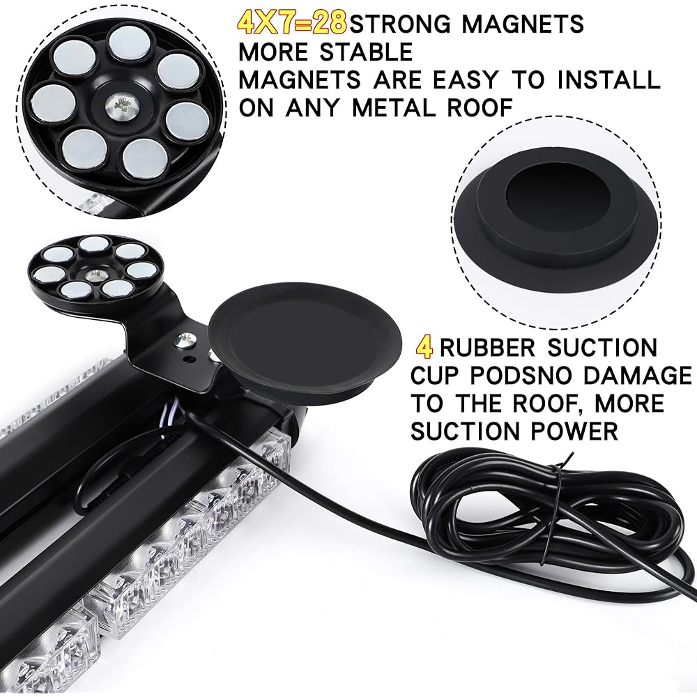 38 -inch 78 LED Strobalite Bar Double -sided flashing high -brightness Strobe Ballite Bartrack 7x4 Powerful magnetic base (Amber)