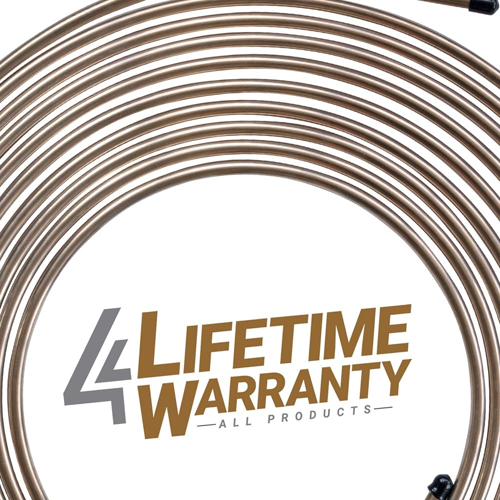 4LIFETIMELINES 25 feet 1/4 pure bronze nickel alloy non -magnetic brake line replacement tube coil and 16 succession kit Football SAE SAE thread wall thickness 0.05 inch