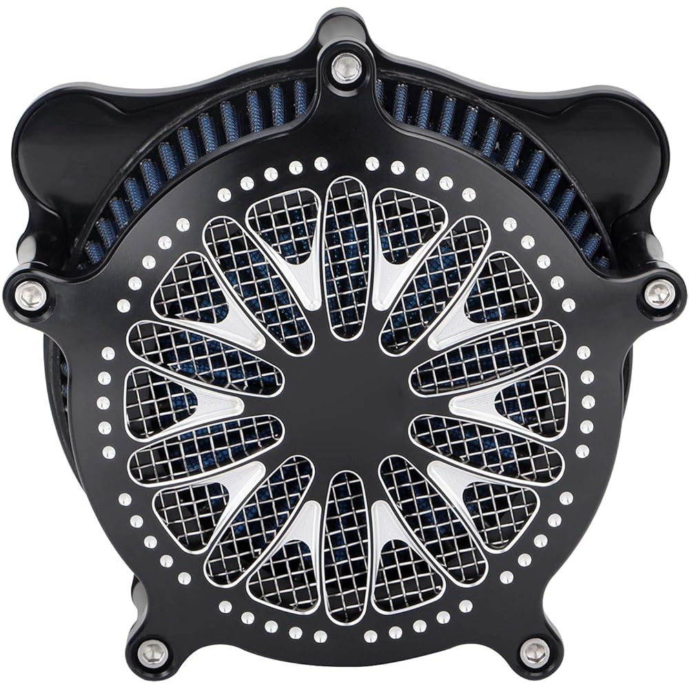 Bid4ze Sunflower Intake Air Filter Cleaner Motorcycle CNC Aluminum Blue Intake Air Filter Cleaner Element for Harley 2001-2007 Softail Night Train Fatboy Crossbone