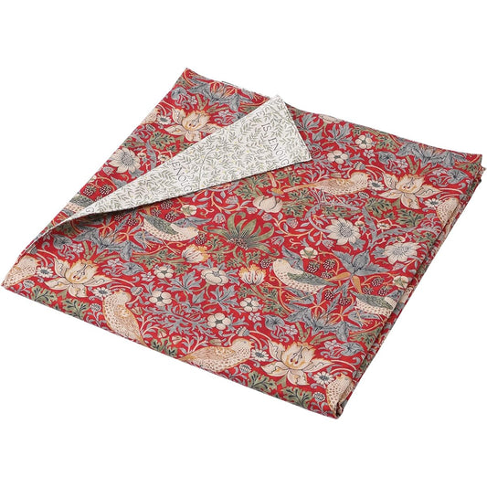 Nishikawa Duvet Cover Single 100% Cotton Morris Gallery Strawberry Thief Quick Snap Easy to Put On and Take Off Reversible Washable Made in Japan Red PI03100608