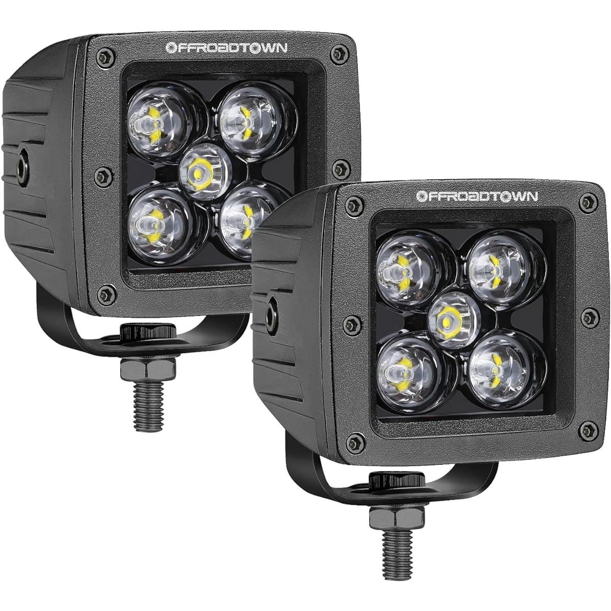 OFFROADTOWN LED Cubes, 2 PCS 3 Inch 100W LED Pods Spot Beam CREE LED Light Pods Driving Lights LED Cube Lights Off Road Lights Fog Lights LED Ditch Lights Reverse Light for Trucks UTV SUV Off Road Boat