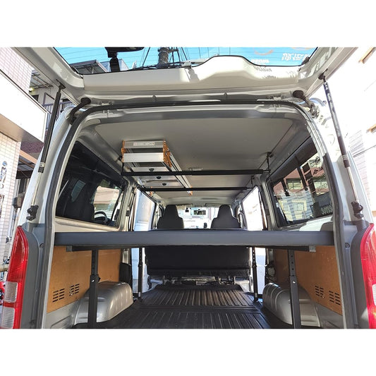 200 Series Hiace DX Car Carrier Set of 2 with Extension Stay and Pad 0301 No drilling required Easy to put on and take off Fishing Rod Ski Snowboard Stepladder Cleaning Tools Storage Rod Holder Rack Luggage Room Car Interior Car Custom Interior Bar