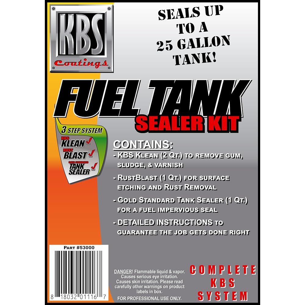 KBS COATINGS 53000 Automotive fuel tank sealer kit Up to 25 Gallon tank sealed