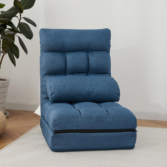 CHOSHOME Seat Chair (Gift: Pillow & Replacement Seat Cover) Reclining Seat, No Back Pain, 42 Levels of Stylish Seat, High Back, Memory Foam, Fluffy, Smooth, Microfiber Fabric, Compact, Storage, Seat, Navy