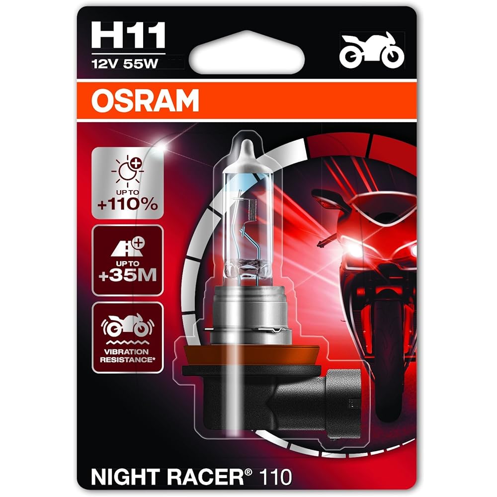 OSRAM Night Racer 110 H1 Halogen Bike Head Lamp Single Blister 1 set 64211NR1-01B