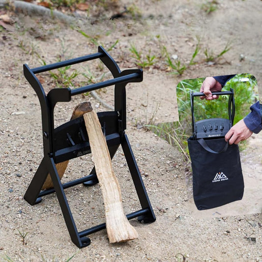 SWAG GEAR Folding Wood Splitting Stand, Black Style, Iron, Safety Design, Camping Tool, Comes with Dedicated Storage Bag