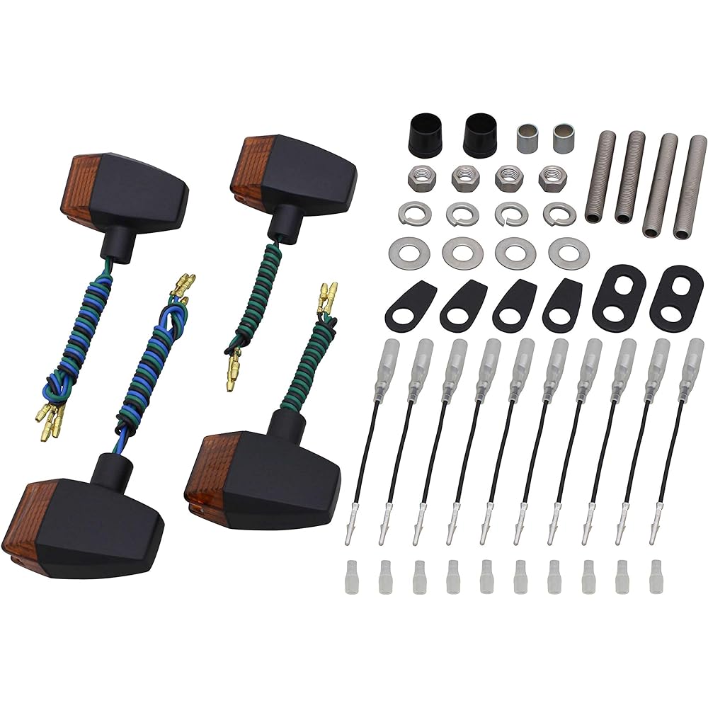 POSH Motorcycle Supplies Turn Signal Classical Slim & Sharp Type Vehicle Specific Set GPZ900R A8~ (Double Ball Specification) Black Body/Orange Lens 038446-56