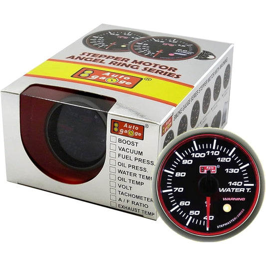 AUTOGAUGE RSM60 Water Thermometer Angel Ring Black Face White LED Warning Function 60 Pies 60AGWT-RSM