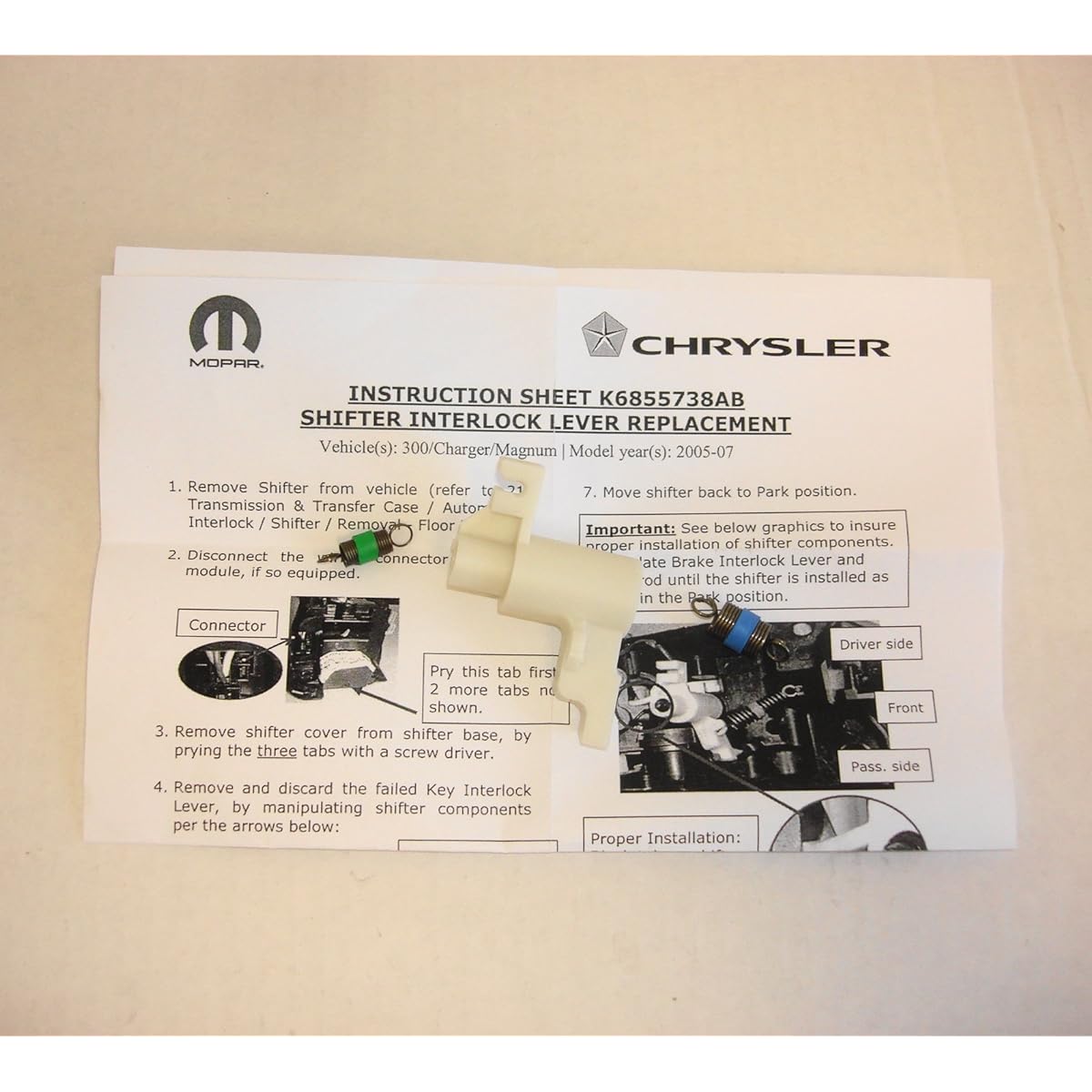 Dodge Charger Magnum Chrysler 300 42RLE Gear Shift Interlock Lever Mopa
