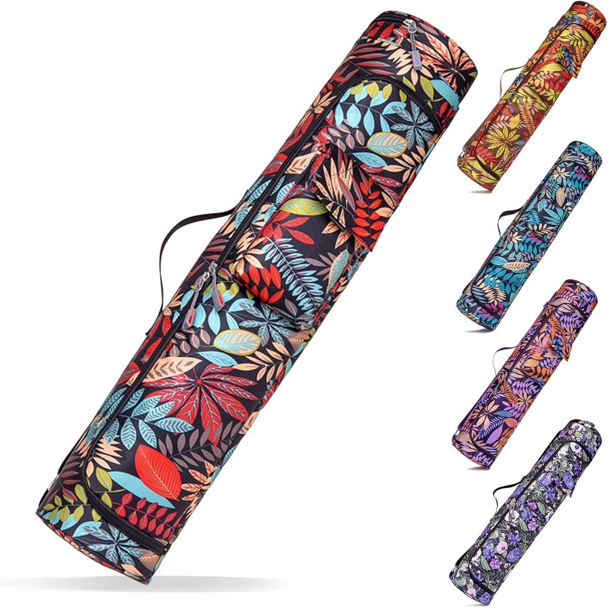 [Supervised by a yoga instructor] Yoga mat case with accessory pocket, easy storage, large zipper, lightweight, water repellent, yoga mat case, stylish, yoga mat bag, Pilates, gym, sports, compatible with thickness up to 8 mm