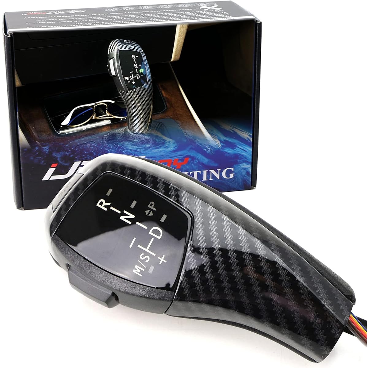IJDMTOY F30 Style Carbon Fiber Finish LED Lighting Show Gear Selector Upgrade BMW 1995-2003 E39 5 Series & 1999-2006 E53 X5