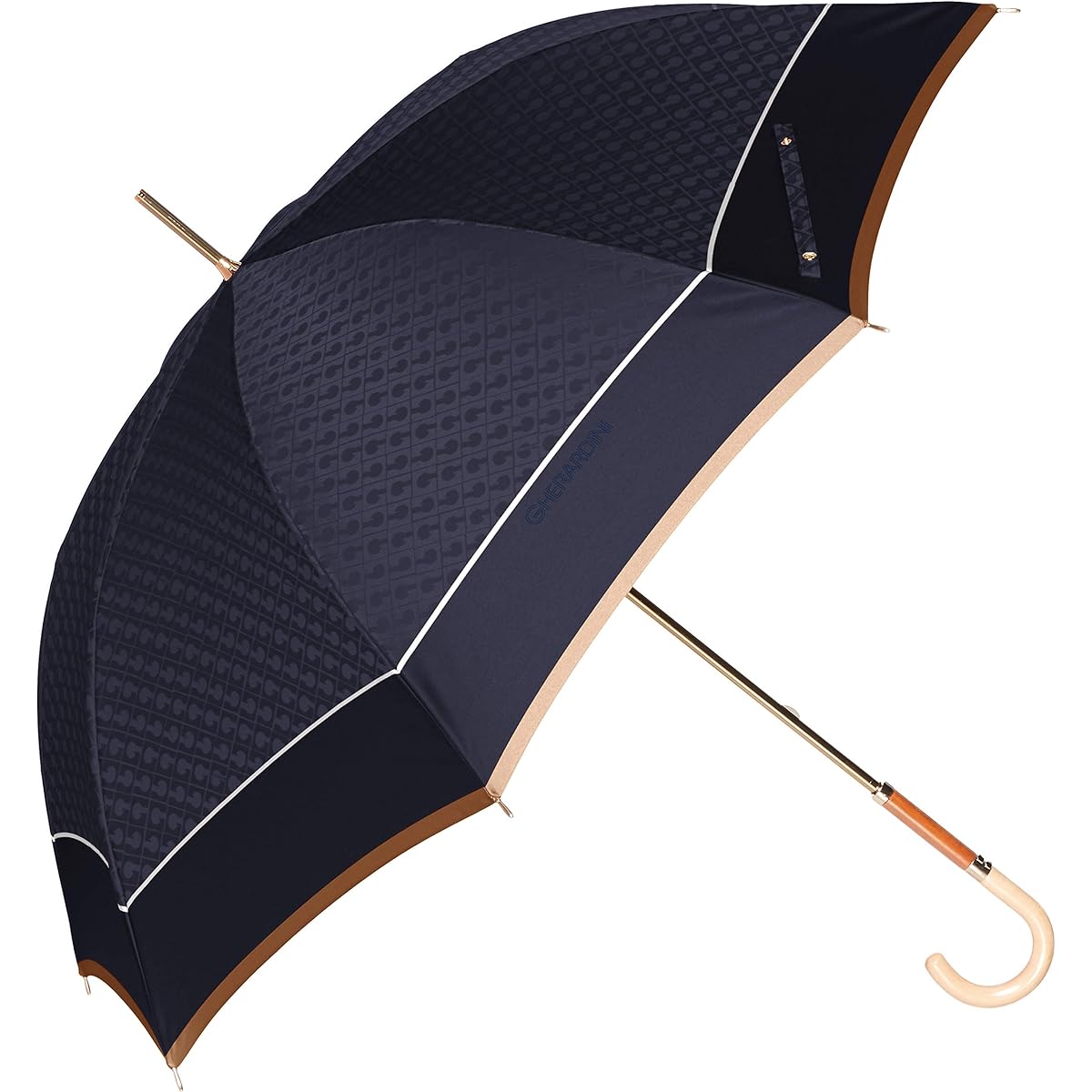 [Gherardini] AURORA 1GD 11001-01G Logo Jacquard Yarn-dyed Hand-Opening Long Umbrella (Made in Japan) Women's