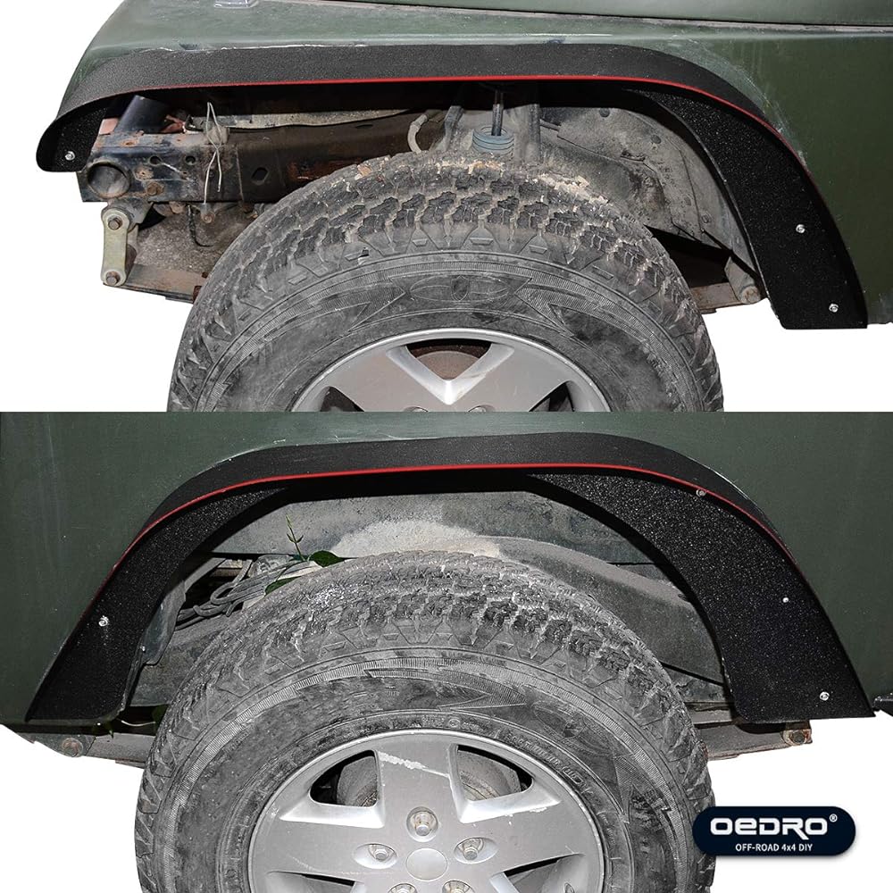 OEDRO Flat Fender Flare 1987-1995 JEEP WRANGLER YJ Off-Road Front & Rear 4-Piece Set Wheel Flare Guard Coverwell