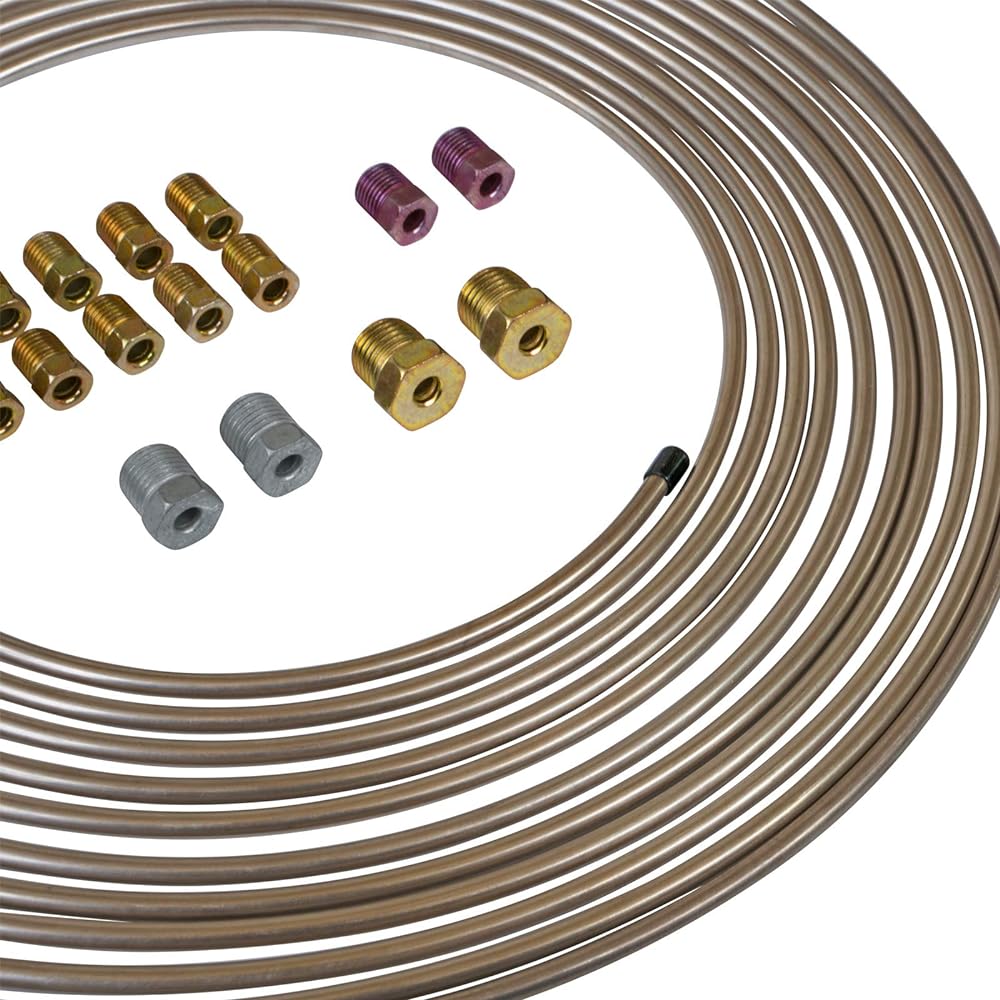 4LIFETIMELINES 25 feet 3/16 pure copper nickel alloy non -magnetic brake line replacement tube coil and joint kit reversal flare