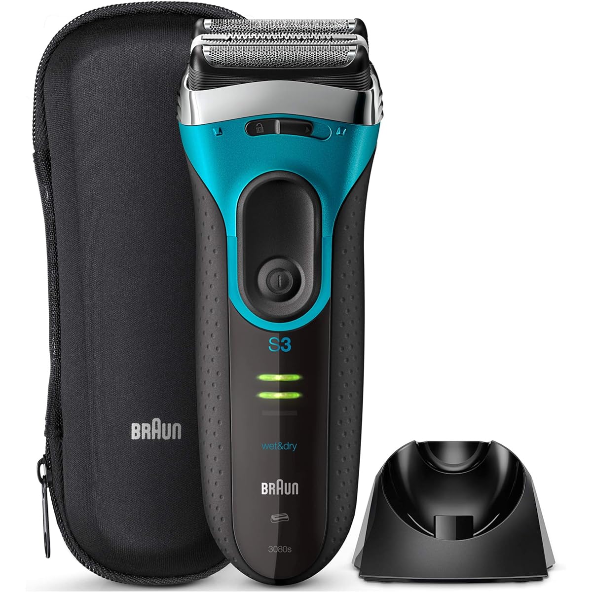 Braun Men's Electric Shaver Series 3 Proskin 3-Blade Washable/Bath Shaving Blue 3080s-B