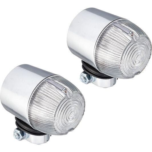 PMC 219-5080 Motorcycle Turn Signal CB72 Type 48φ Turn Signal Clear/Plated Set of 2