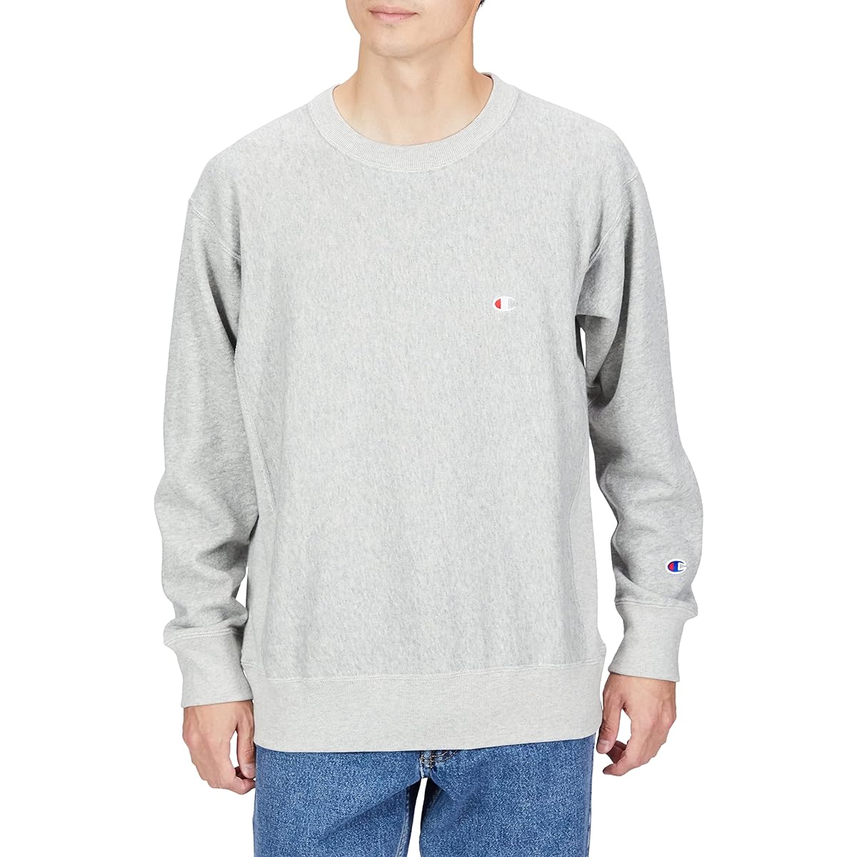 [Champion] Sweatshirt, Long Sleeve, Fleece, 100% Cotton, 10oz, One Point Logo Embroidery, Reverse Weave(R) Crew Neck Sweatshirt, C3-T016 Men's