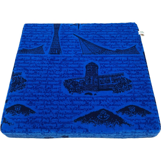 Moquette Cushion Kobe City Bus Japan Seal Collaboration Goods Zabuton (Blue)