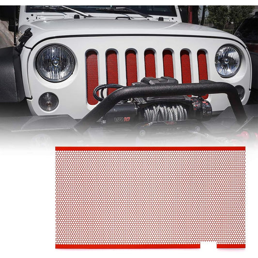 XPRITE Red Stainless Steel Mesh Insert for JEEP WRANGLER JK JKU 2007 - 2017 Former Front Food Mat Grill Grid