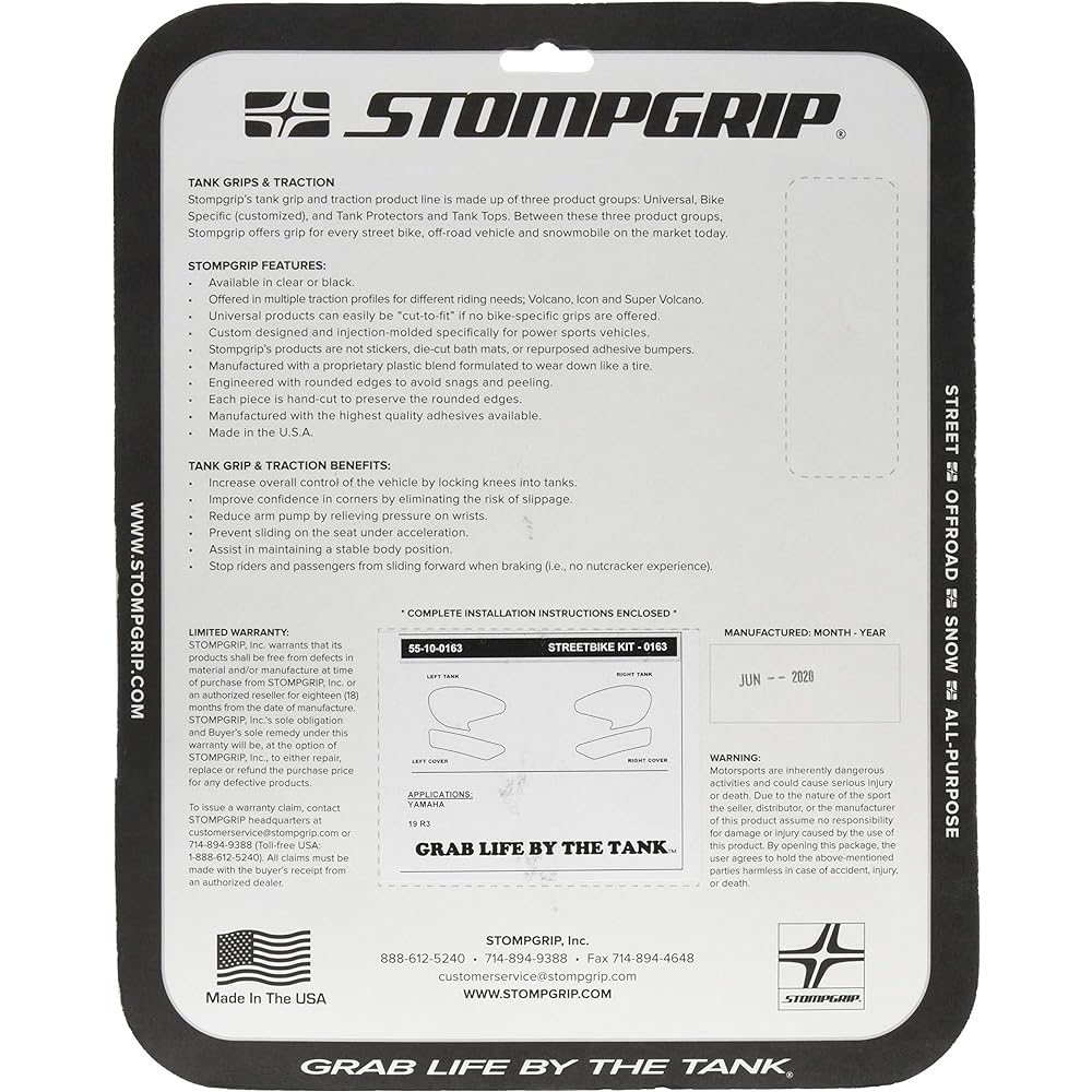 STOMPGRIP Traction Pad Tank Kit Hybrid VOLCANO YZF-R25/3 19-20 55-10-0163H