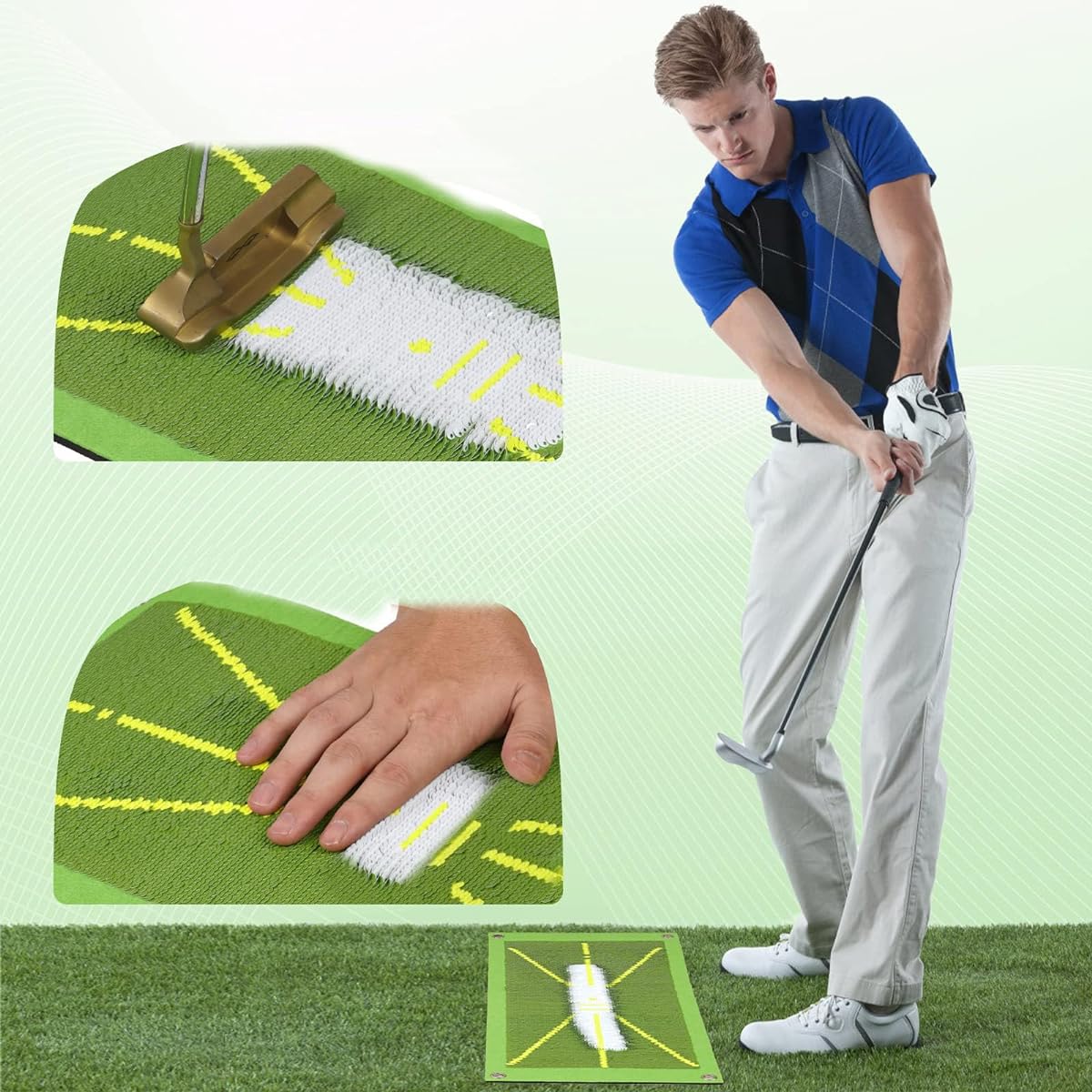 Big Teeth Authentic Golf Mat, Track Tracking, Shot Mat, Golf Practice, Practice Equipment, Swing Modification, Practice Swing Practice, Easy to Carry