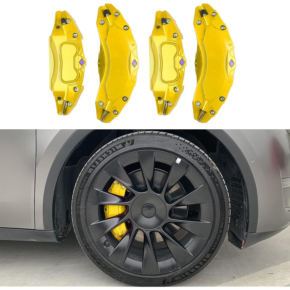 NAKONIC 2022 2023 Caliper cover TESLA model Y compatible 19 inch 20-inch wheel hub size caliper cover model Y caliper cover 4 sets for 2017-2023 (fit in purple model Y)