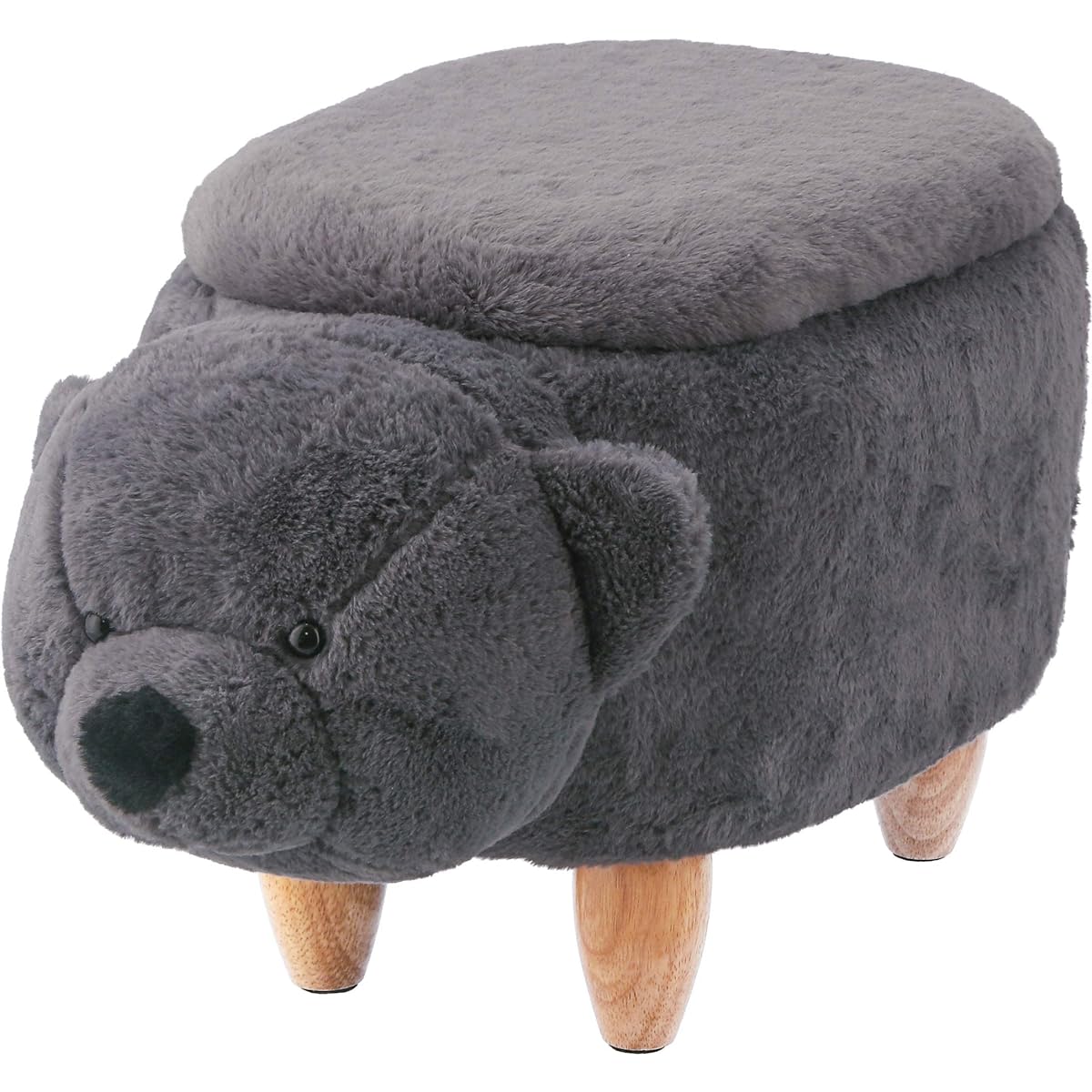 Fuji Boeki Animal Stool Storage Stool Bear Height 37cm Animal Toy Storage Gray Width 72cm 16147