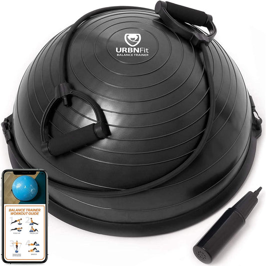 URBNFit Half Balance Ball - Yoga Ball Balance Trainer Core Stability & Full Body Workout for Home or Gym Exercises - Includes Resistance Bands, Pump and Exercise Guide