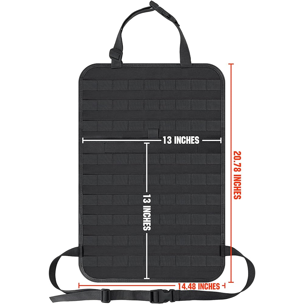 IRONSEALS Car Seat Back Organizer Tactical MOLLE Panel Panel Slackproof Cover Protector Nylon Car Seat Back Hanger Bag Pad 2 Pack