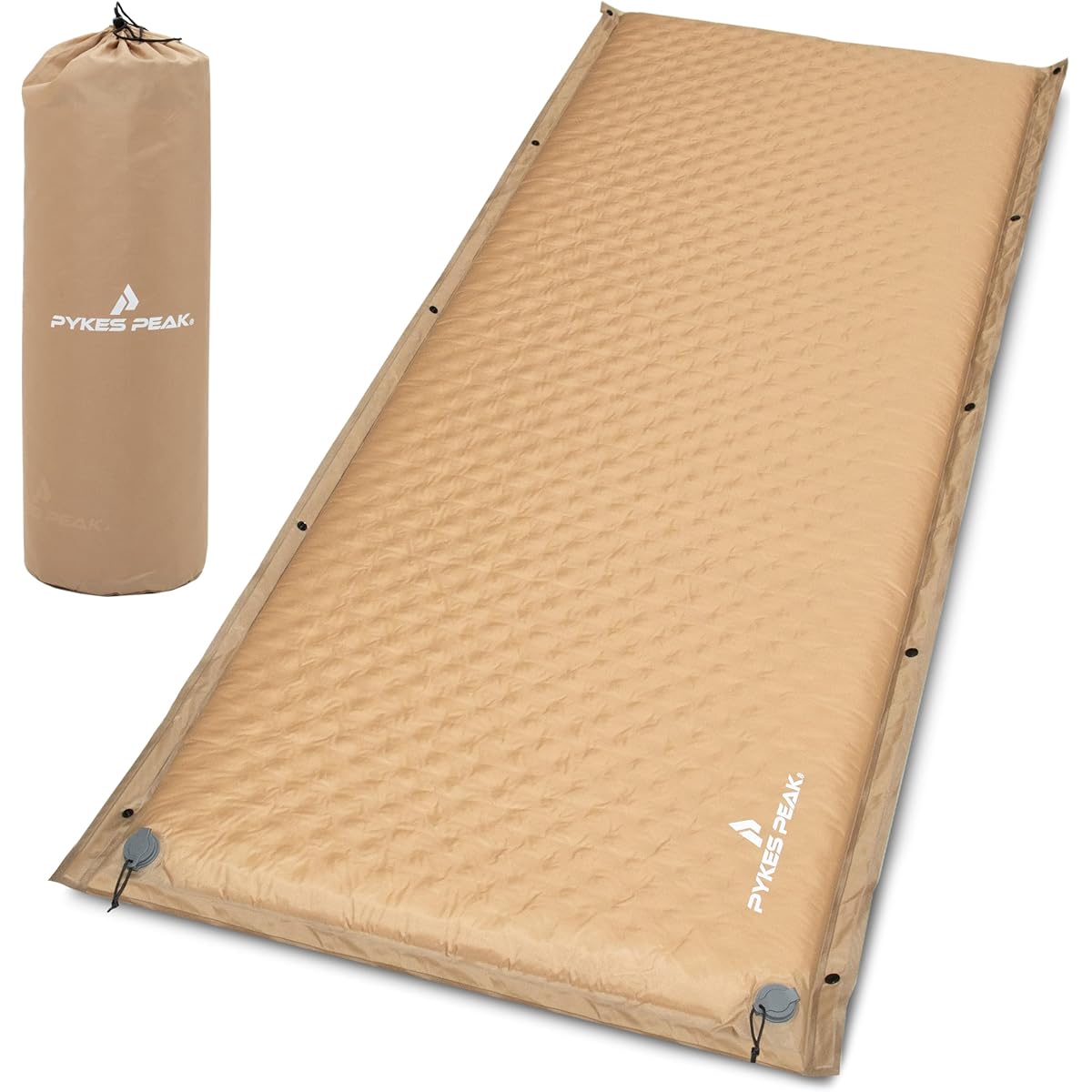 [R value 8.93] PYKES PEAK Camping Mat Inflator Mat 8cm Suede backing Spacious use Self-inflating Mat for sleeping in the car Storage bag included Repair sheet included Inflator mat that can be used for sleeping in the car King size