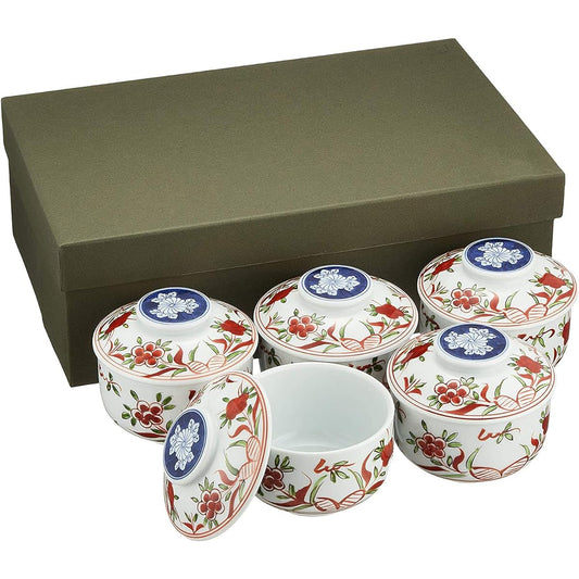 Arita ware Takeken kiln Kikuno Banreki steamed bowl set 54050