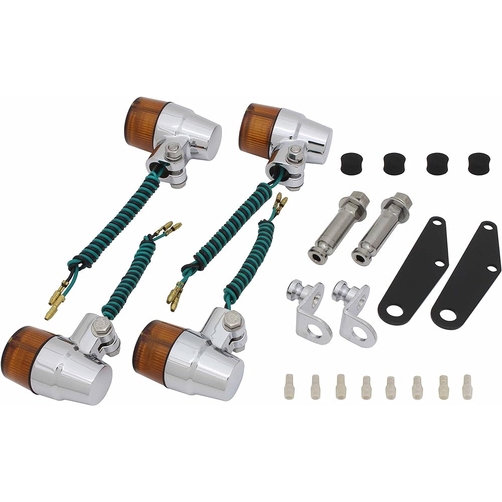 POSH Motorcycle Supplies Super Bike Mini Type Turn Signal Vehicle Specific Set FTR223/D(~'07) Plated Body/Orange Lens 059032-33