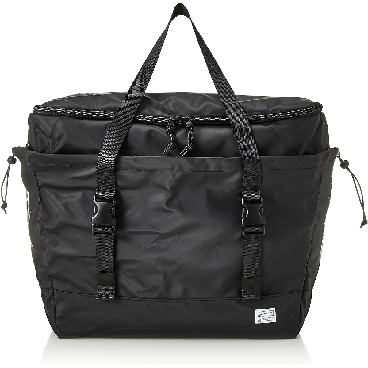 [Ace] Eco Bag, Perfect for Shopping by Bicycle, My Bag, Large Capacity, Comes with a Belt to Secure to the Basket, Cycle Bag 37321, Black