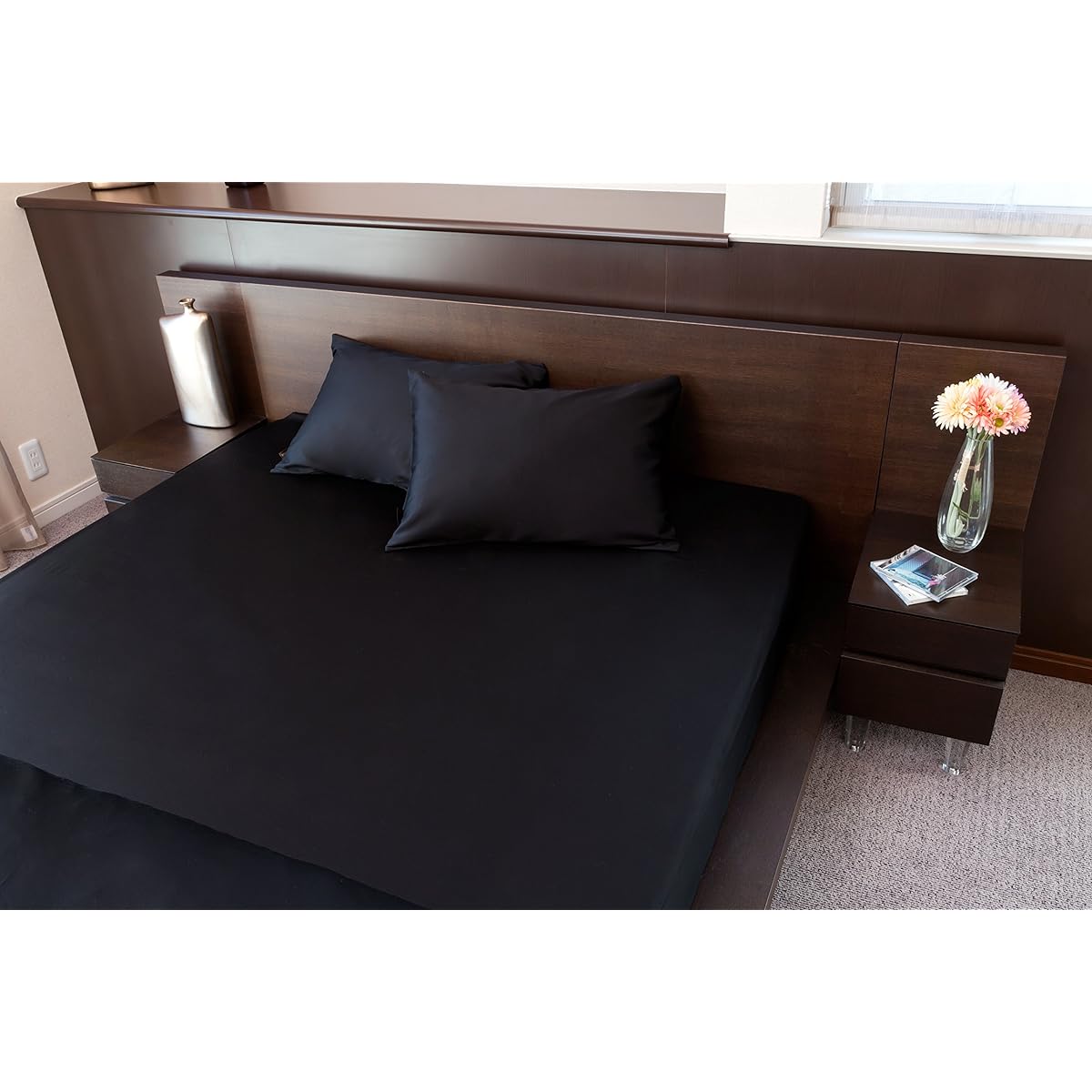 Home Soft Fitted Sheet P Black Double