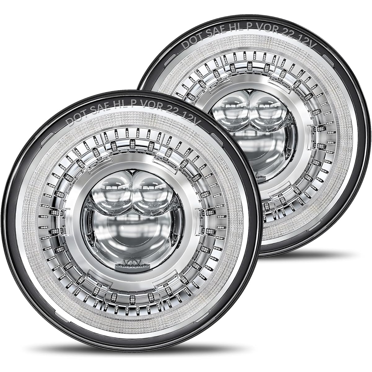 HWSTAR 2023 1000% Bright Anti -Glare 7 inch Halo LED Headlight Round Geep Rangler JK JKU TJ LJ etc.