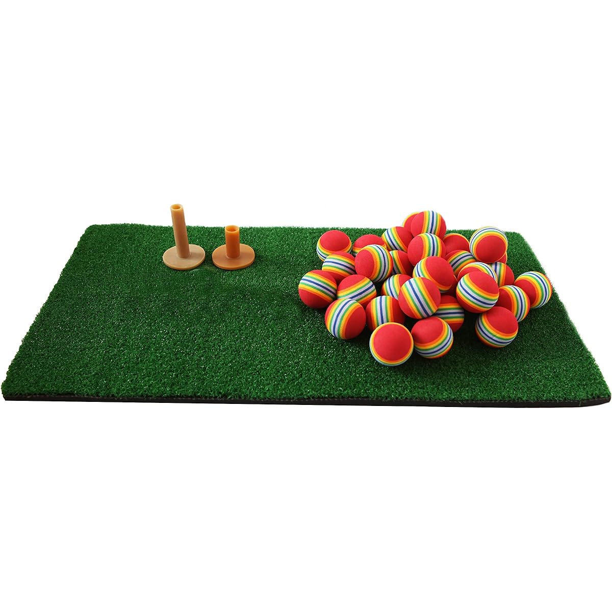 [SCGEHA] Golf Practice Thick Shot Mat 60cm x 30cm Thickness 1cm Artificial Grass Colored Urethane Ball Cushion Ball Comes with 2 Tees (Shot Mat and Urethane Ball Set)