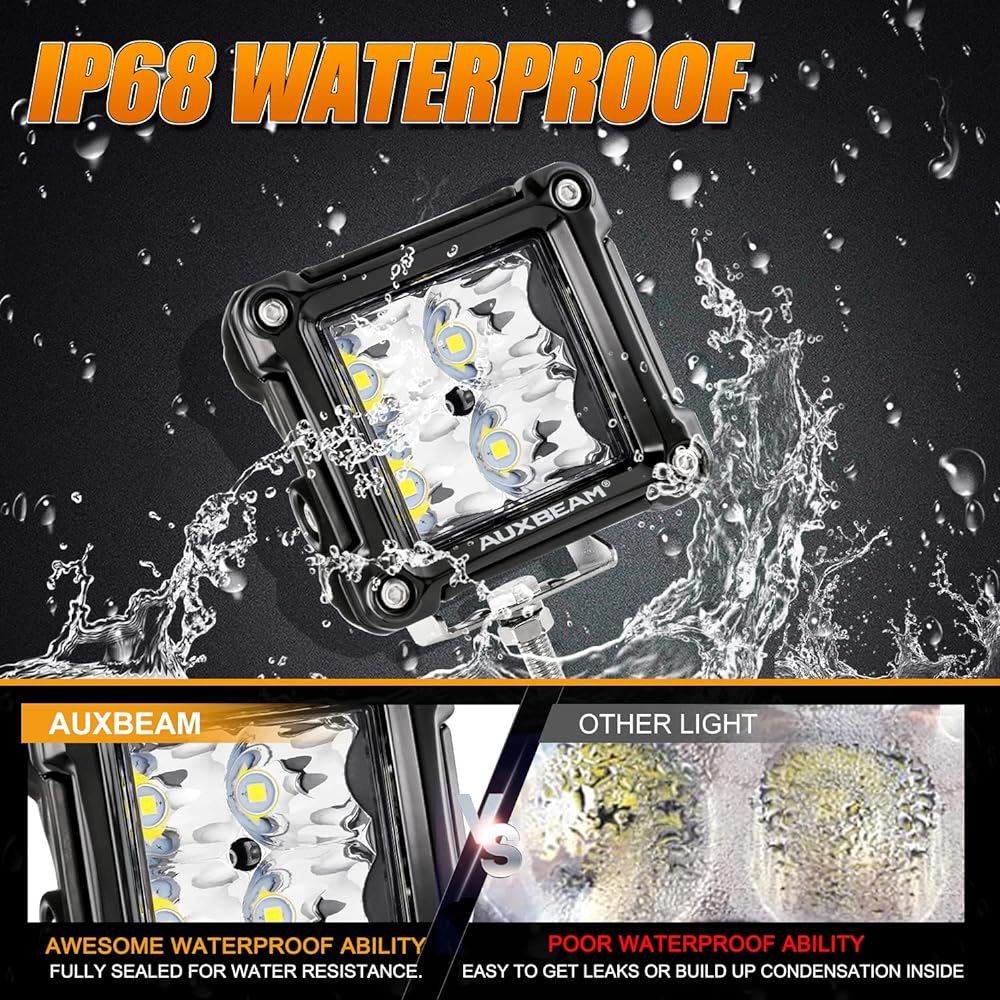 AUXBEAM 3 inch LED LED LED Black Bumper Border Square Drying Light Spot Light 20W 2W 046 Harness Set for Track Boat Jeep