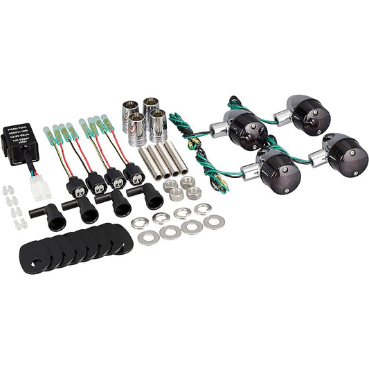 POSH Motorcycle Supplies Turn Signal Kit Cannonball Type Turn Signal Kit Classical Z900RS/CAFE (18-23) Plated Body/Smoke Lens 132097-53