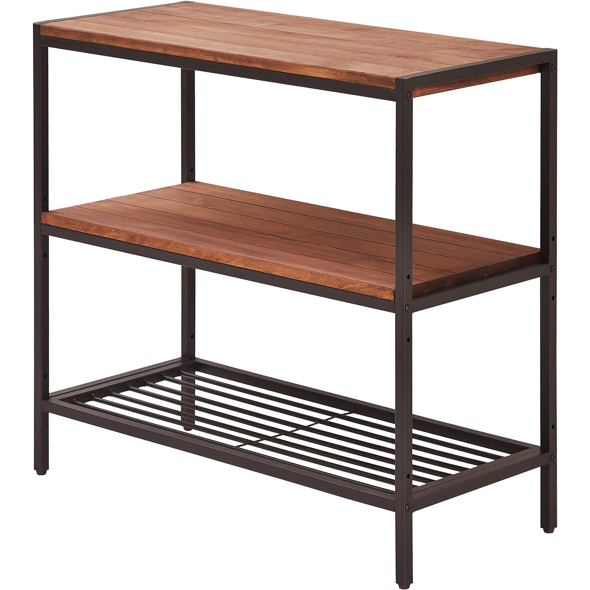 Garden Garden Iron*Wood Display Rack Slim Type 3 Tiers Width 86cm x Depth 28cm x Height 81cm Pine Wood Oil Finish PR-860SL-3BRN