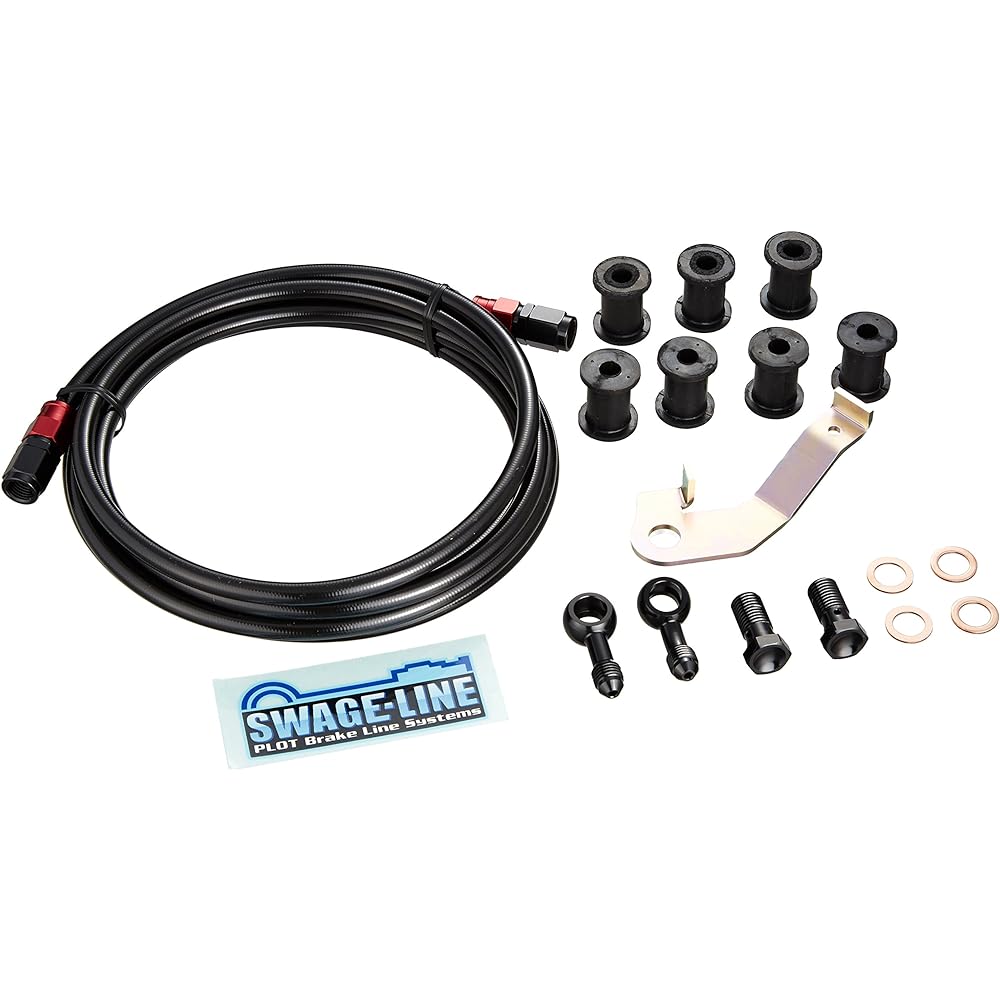 Swage-Line Brake Hose Kit Rear Aluminum Black/Black Hose MAJESTY S [XC155 Majesty S] (13-14) BARB351