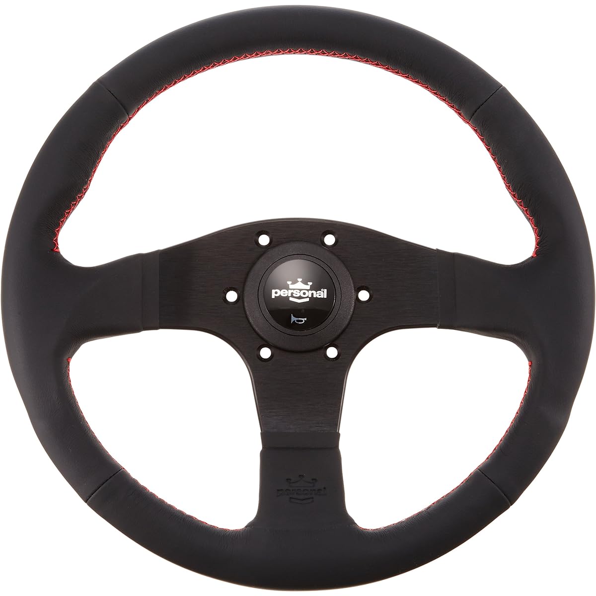 personal BLITZ Smooth Leather Red Stitching/Black Spoke 13.0 inches (330 mm) Steering Ring P075